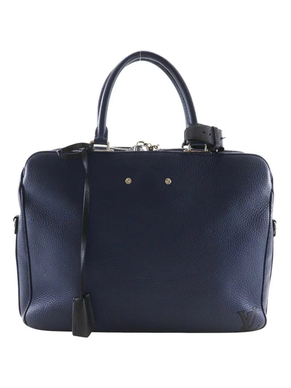 Louis Vuitton Alma Briefcase Leather Navy Blue Business